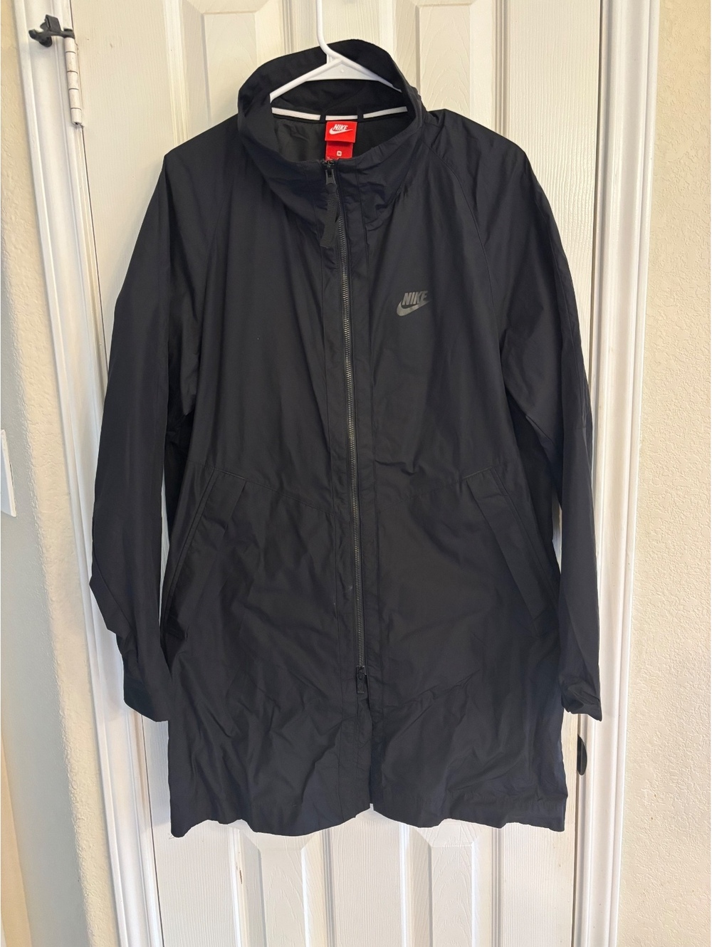 Nike Sportswear Franchise Woven Long Jacket Black Hooded Coat M 886251-010